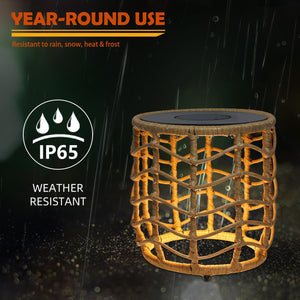 Boho Solar Nesting Side Tables with Built-In Lights Set of 2