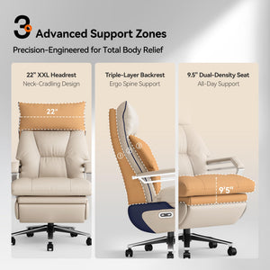 Dual Motor Electric Executive Office Chair with Footrest