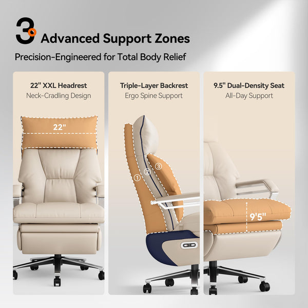 Dual Motor Electric Executive Office Chair with Footrest