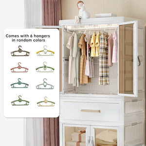 Kids Portable Wardrobe Closet with Drawers & Doors