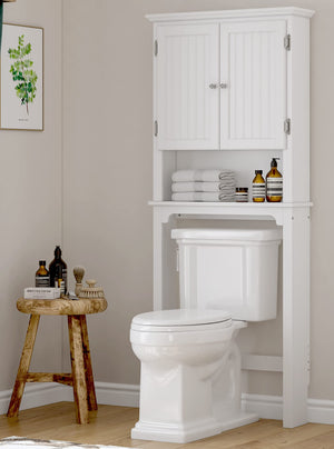 Over The Toilet Storage Cabinet with Adjustable Shelves and Double Doors
