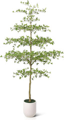 Tall Artificial Black Olive Tree with White Planter