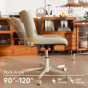 Armless Adjustable Desk Chair – PU Leather, Memory Foam Seat
