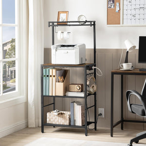 Baker's Rack with Power Outlet, Paper Holder & 6 Hooks
