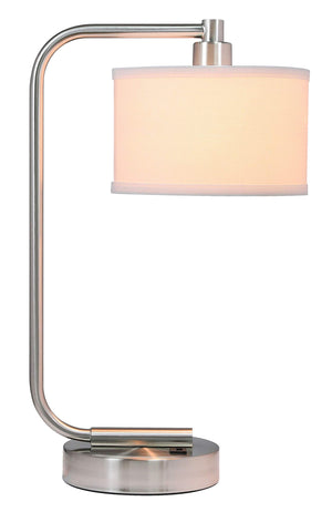 Modern Table Lamp with USB Charging Port & Fabric Shade