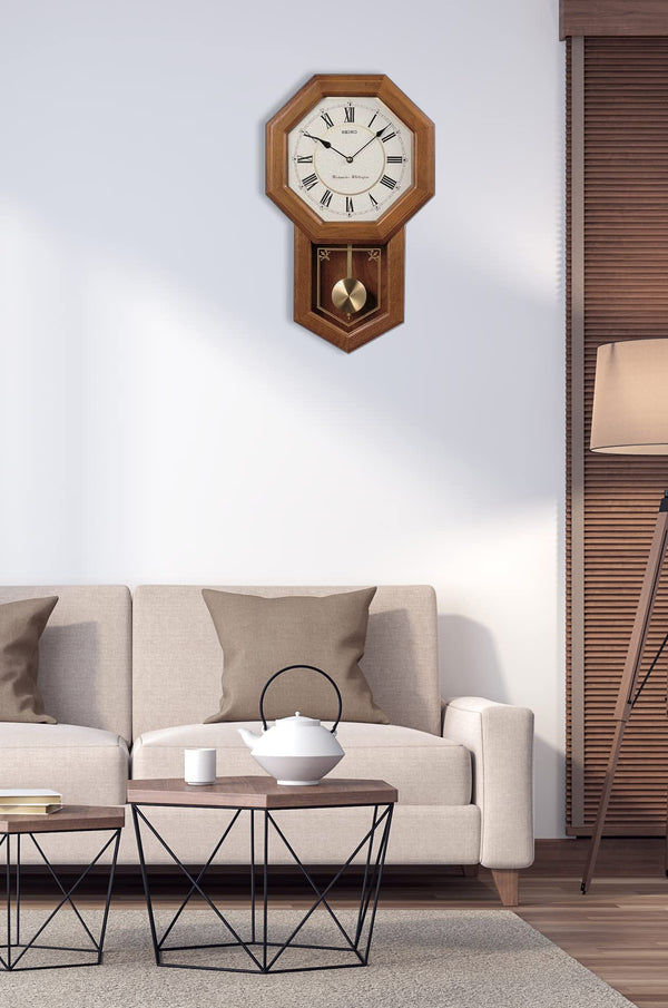 Traditional Schoolhouse Wall Clock with Chime and Pendulum