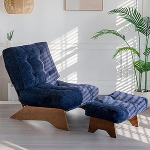 Tufted Accent Chair with Ottoman & Adjustable Backrest