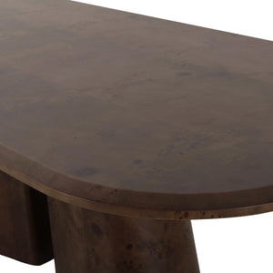 Oval Burl Wood Dining Table 87" – Seats 6, Brown