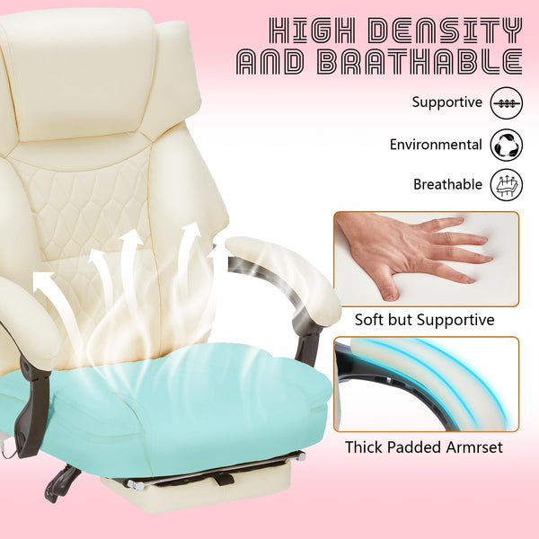 Massage Office Chair with Footrest, Heat & Recliner – 400 lbs Capacity