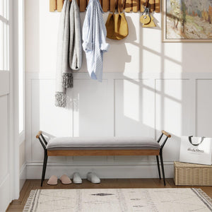 Upholstered Entryway Bench with Metal Legs