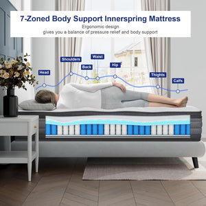 12-Inch Hybrid Mattress | Gel Memory Foam & Pocket Springs | Medium Firm
