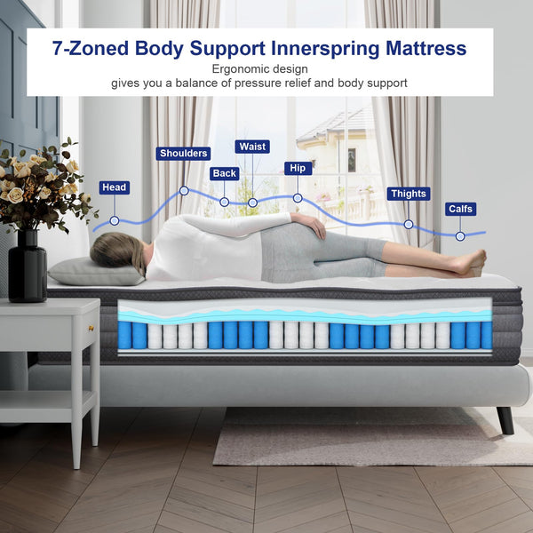 12-Inch Hybrid Mattress | Gel Memory Foam & Pocket Springs | Medium Firm