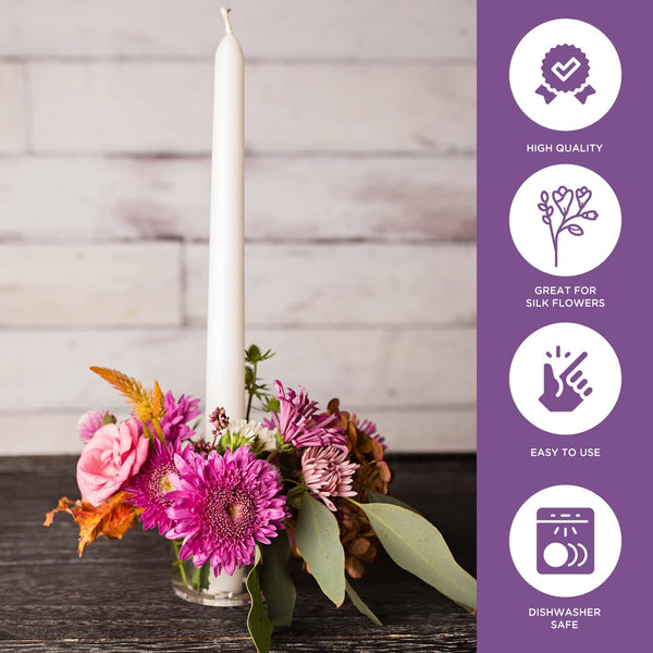 Candle Ring Vases for Taper Candles with Flower Frog Holes