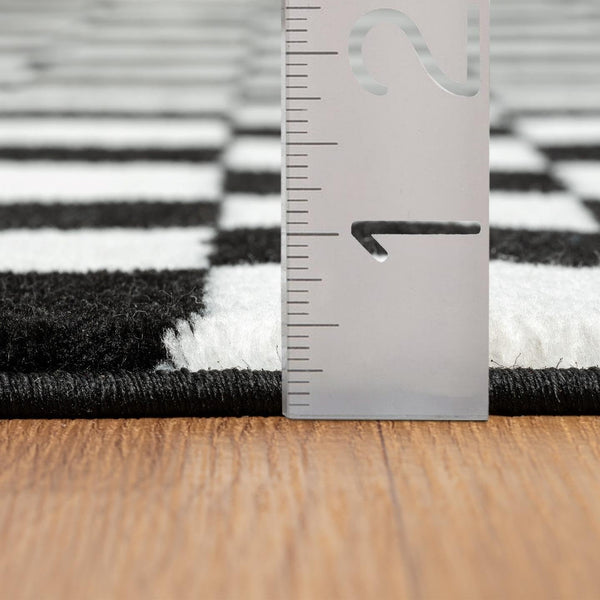 Modern Checkered Black and White Area Rug 5x7