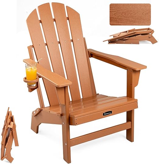 Folding Adirondack Chair – HDPE, All-Weather, with Cup Holder