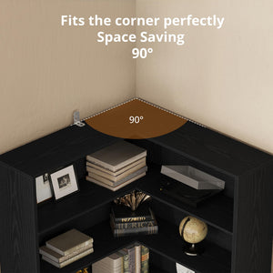 6-Tier L-Shaped Corner Bookshelf with Baffles