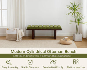 Upholstered Bedroom Bench with Cylindrical Cushion