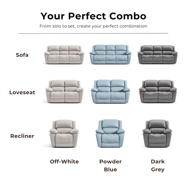 3-Piece Recliner Sofa Set – Leather Sectional with Loveseat & Arm Chair