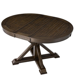 Round Extendable Dining Table with Pedestal Base – Walnut