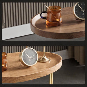 C Shaped Side Table | Metal & Wood | 24 Inch