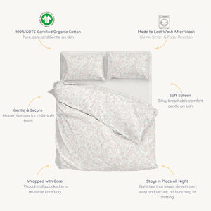 Kids Organic Cotton Duvet Cover Set – Reversible, Soft & Breathable