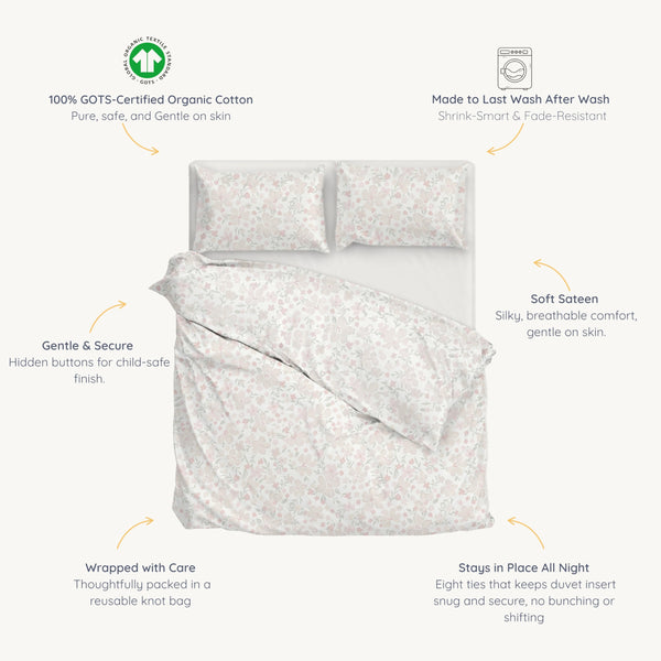 Kids Organic Cotton Duvet Cover Set – Reversible, Soft & Breathable