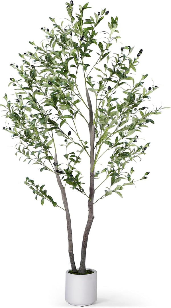 Artificial Olive Tree with White Planter – Indoor Faux Plant