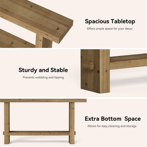 63-Inch Solid Wood Console Table with Lower Shelf