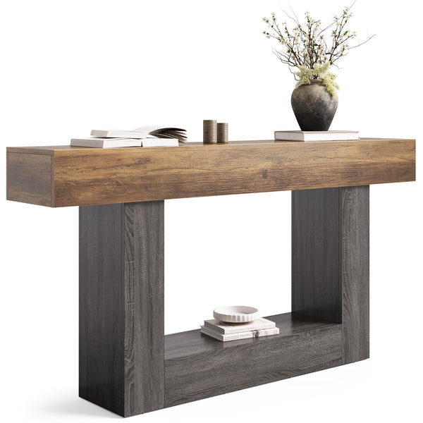 63-Inch 2-Tier Console Table | Farmhouse Sofa & Entryway Table