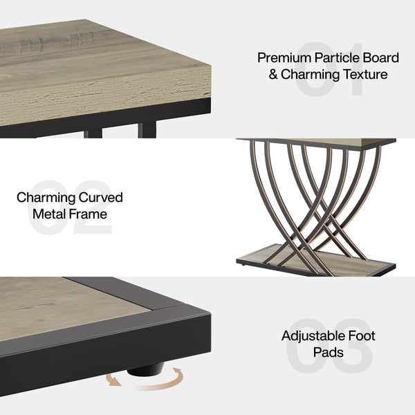 2-Tier Industrial End Table with Metal Frame