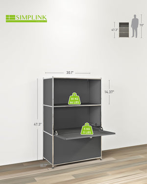 Metal Cabinet with Flap Doors & Open Shelves