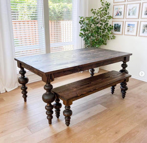 Chunky Pine Dining Table Legs Set of 4 with Large Center Ball