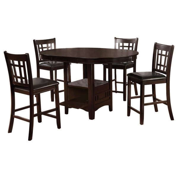 5-Piece Counter Height Dining Set – Oval Extendable Table with Storage & Upholstered Chairs