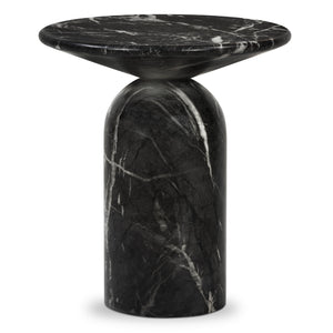 Round Marble Top End Table with Iron Frame