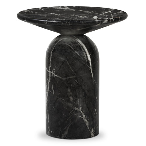 Round Marble Top End Table with Iron Frame