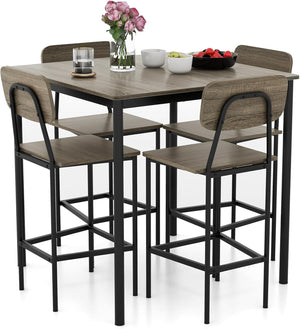 5-Piece Counter Height Dining Table Set with 4 Bar Stools