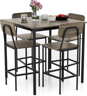 5-Piece Counter Height Dining Table Set with 4 Bar Stools