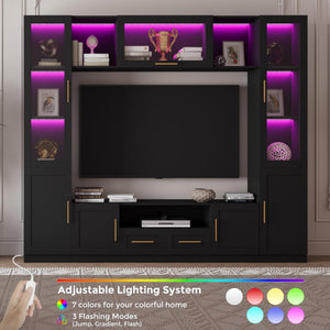94" Wall Unit Entertainment Center with LED Lights
