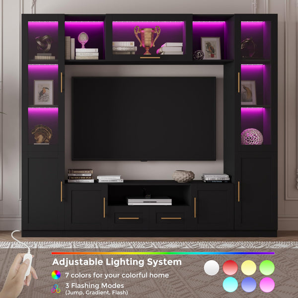 94" Wall Unit Entertainment Center with LED Lights