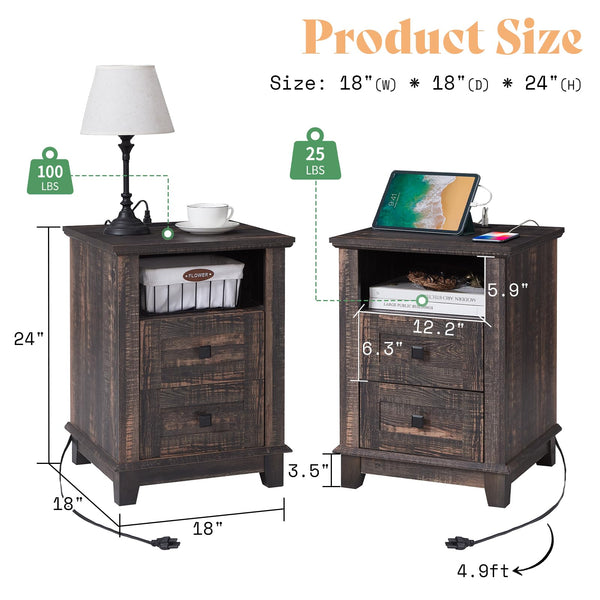 3-Piece Farmhouse Living Room Table Set with Sliding Barn Doors & Charging Station
