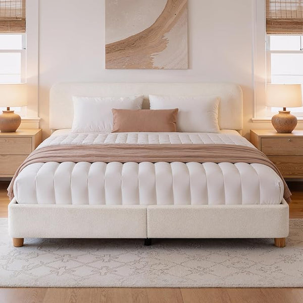 Boucle Cloud Platform Bed Frame with Adjustable Headboard