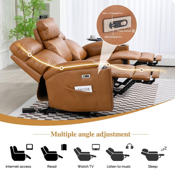 3-Seat Power Recliner Sofa with Hidden Console & USB Charging