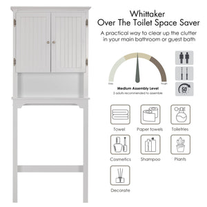 Over The Toilet Storage Cabinet with Adjustable Shelves and Double Doors