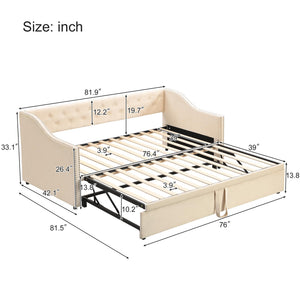 Twin Velvet Daybed with Pop-Up Trundle