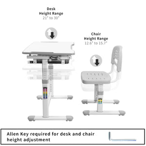 Height Adjustable Kids Desk & Chair Set