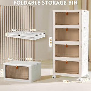 4-Tier Stackable Storage Bins with Lid & Wheels