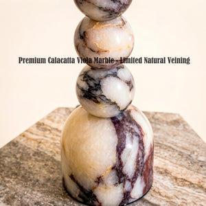 Marble Stacked Ball Table Lamp with Rattan Shade