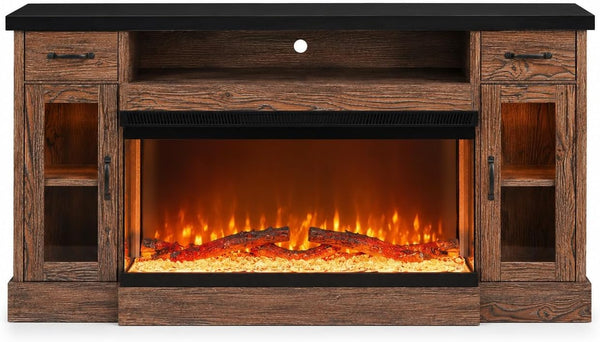 70" Electric Fireplace TV Stand with 3-Sided Glass