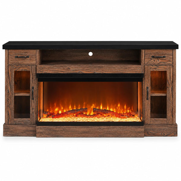 70" Electric Fireplace TV Stand with 3-Sided Glass