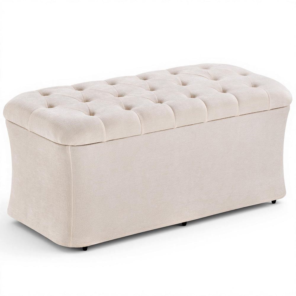 Storage Ottoman Bench with Lid – Tufted Velvet Footrest & Bedroom Chest